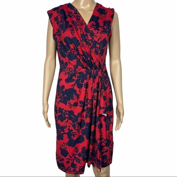 Michael Kors Red and Black Floral Midi Dress - Picture 3 of 10